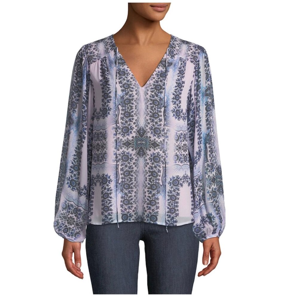 Nanette Lepore Lilac Exhale Print Blouse Size XS